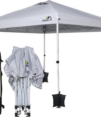 10x10ft Pop Up Canopy Tent, Instant Shade Canopy with Vented Roof for Patio Outdoor Camping with Bag, 4 Sand Bags, 8 Stakes