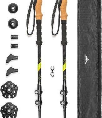 Cascade Mountain Tech Trekking Poles - Carbon Fiber Walking or Hiking Sticks with Quick Adjustable Locks